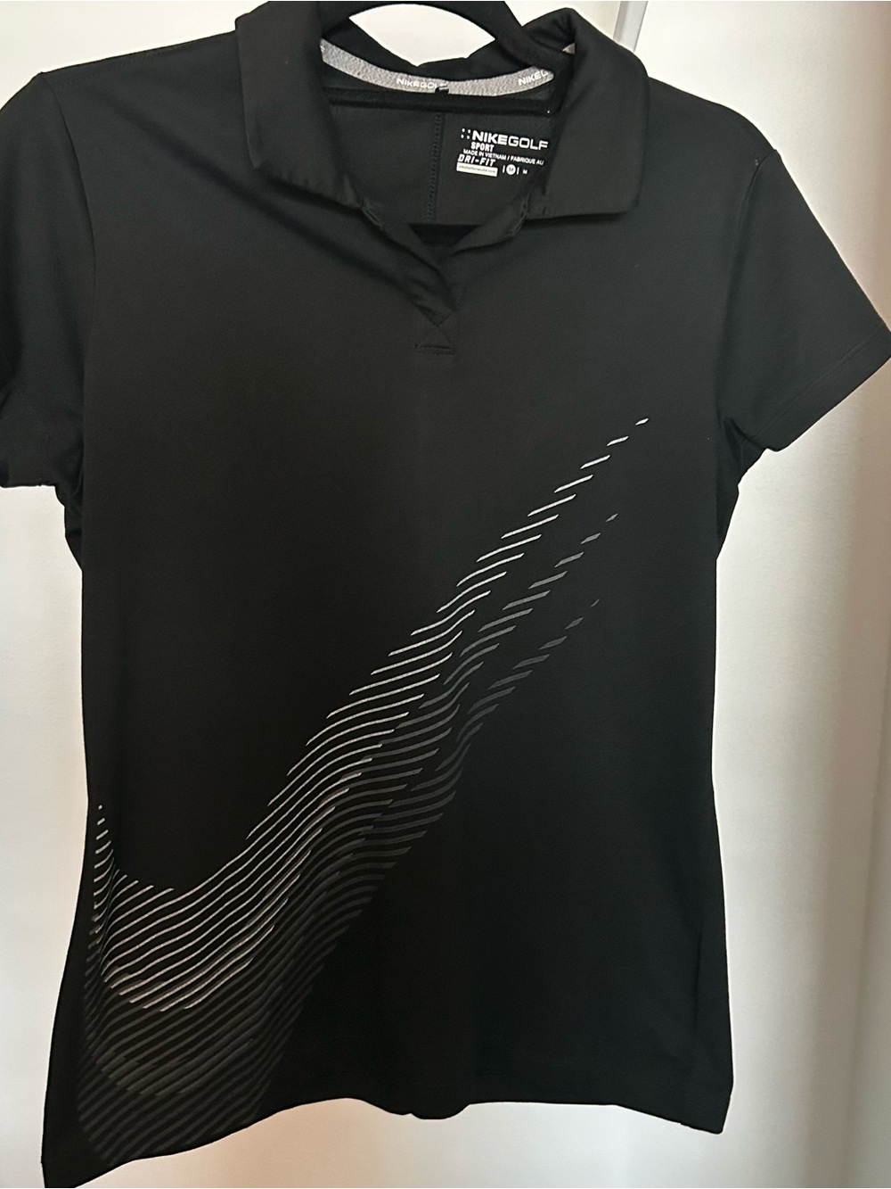 Nike Black Short-Sleeve Women's Polo with Diagonal Stripe Graphic
